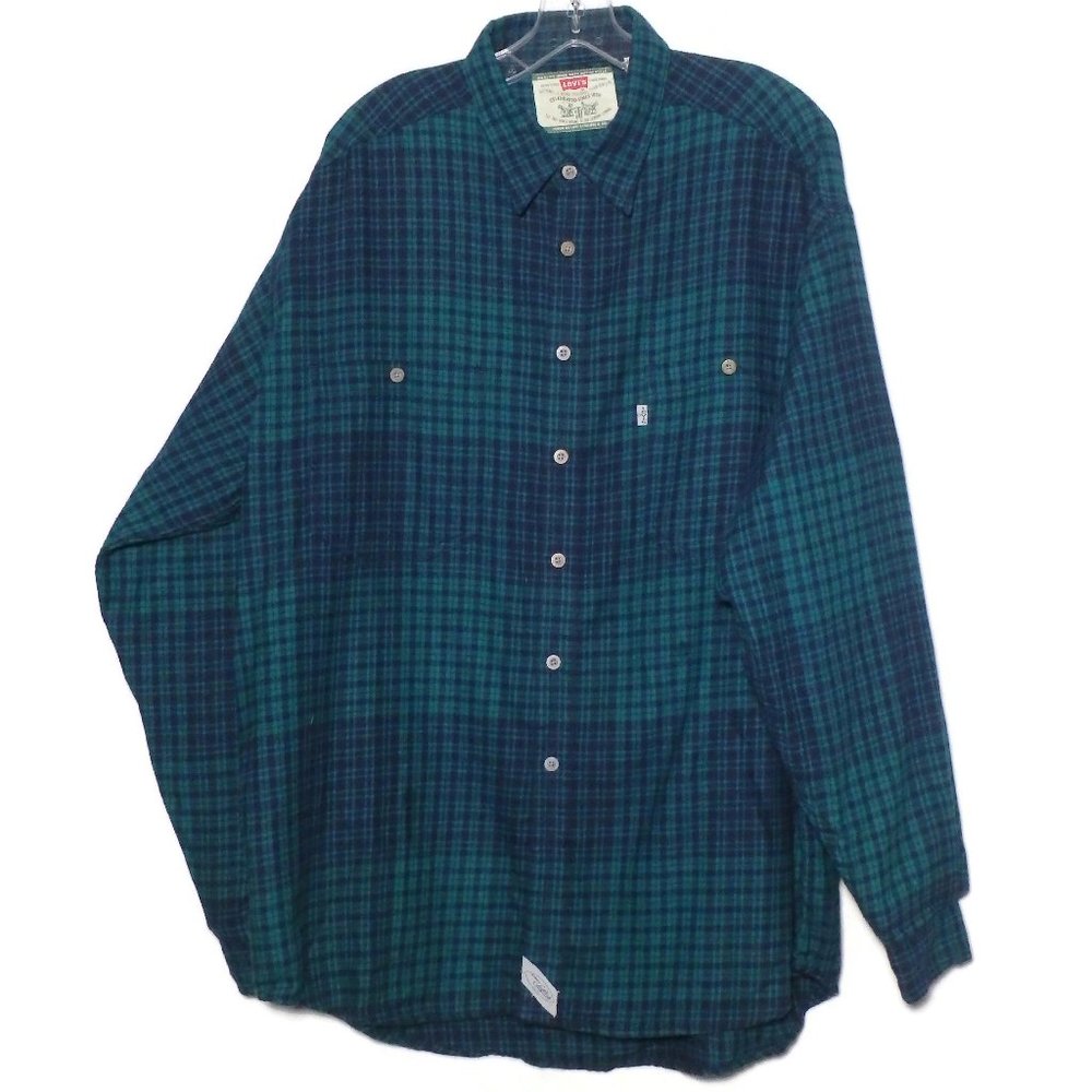 Vintage Levi's Plaid Button-up Shirt Green Size XL